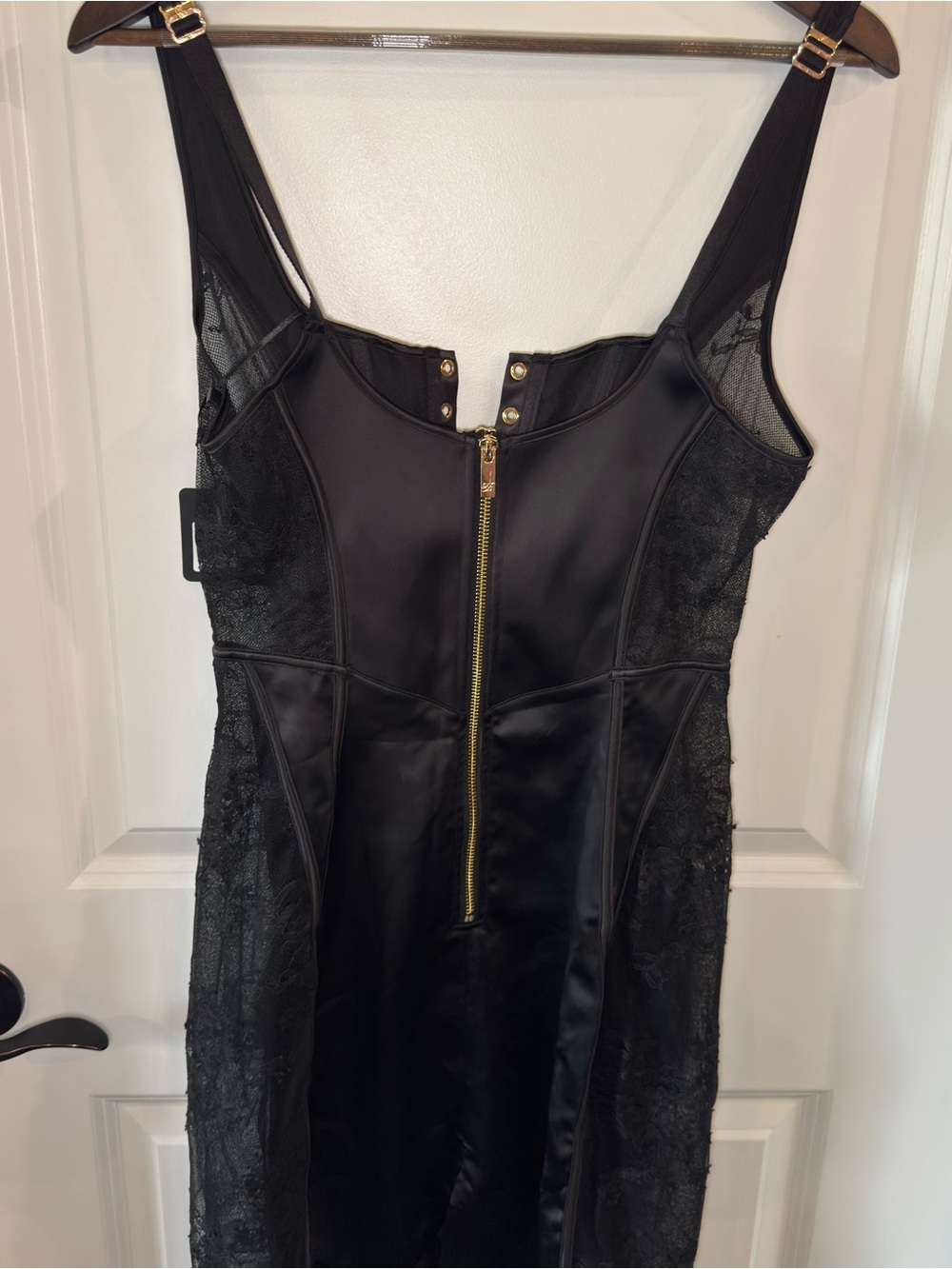Honey Birdette Rebecca Mini Lace Up Lace Dress in Black - Picture 10 of 16